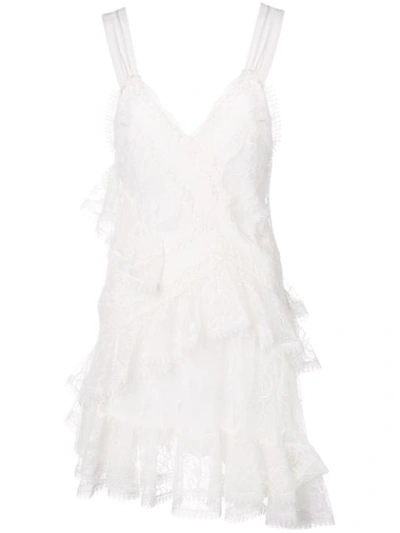 Alexis Ladonna Asymmetrical Lace Mini Dress In White