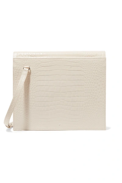 Gu De Edie Croc-effect Leather Shoulder Bag In White