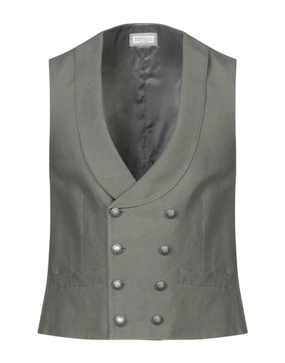 Brunello Cucinelli Suit Vest In Military Green