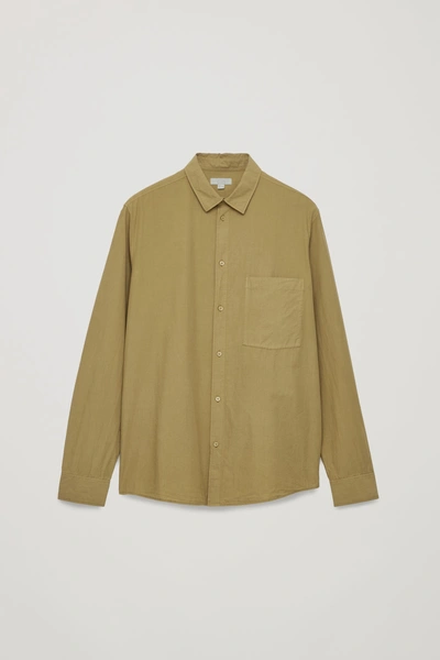 Cos Washed-cotton Shirt In Yellow