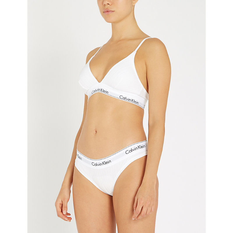 calvin klein white triangle bralette
