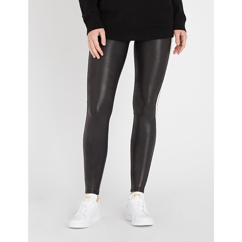 Spanx SideStripe FauxLeather Leggings In Vryblk White ModeSens