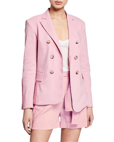 Pinko Delizia Asymmetric Linen Blazer In Pink