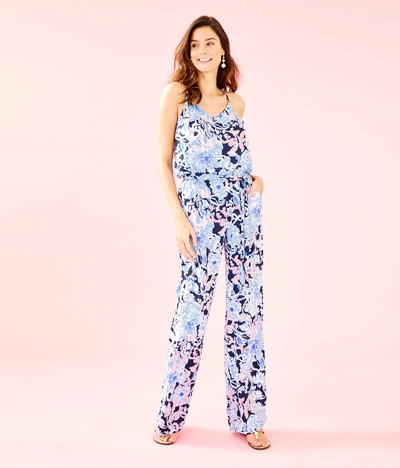 Lilly Pulitzer Dusk Floral Jumpsuit In Bright Navy Amore Please