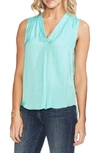 Vince Camuto Rumpled Satin Blouse In Bright Aqua