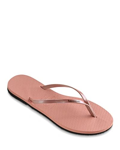 Havaianas Women's You Metallic Slim Flip-flops In Rose Nude