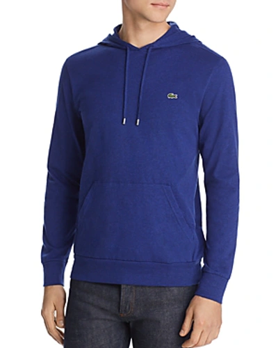 Lacoste Long Sleeve Jersey Hooded Tee In Blue Chine