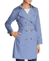 Cole Haan Belted Trench Coat In Dusty Blue