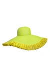 Eric Javits Fringed Squishee Packable Floppy Hat In Chartreuse