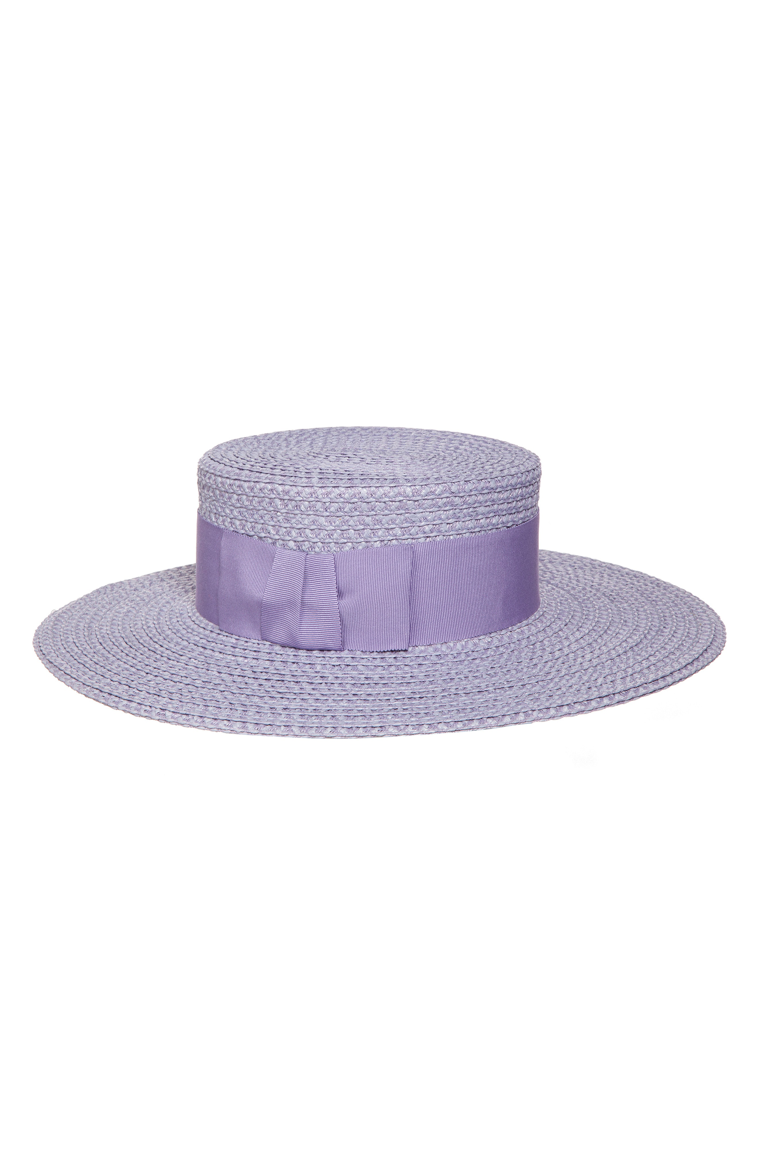 purple boater hat