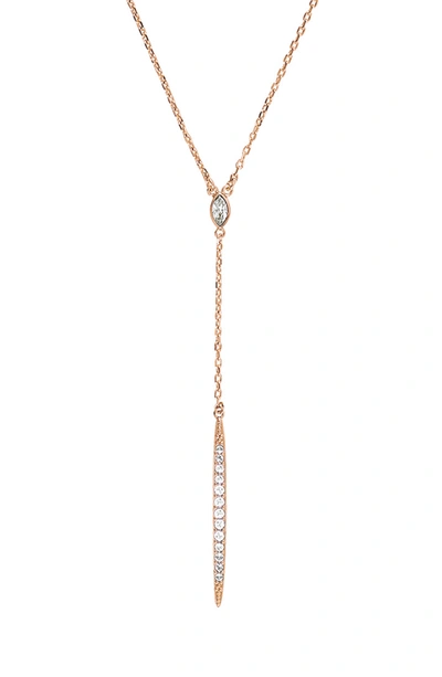 Adore Pave Crystal Bar Y-necklace In Rose Gold