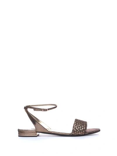 Casadei Tresse Low Sandals In Bronzo