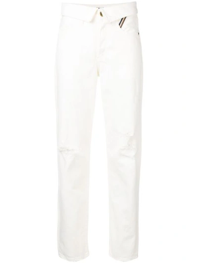 Jean Atelier High Waist Straight Cotton Denim Jeans In White