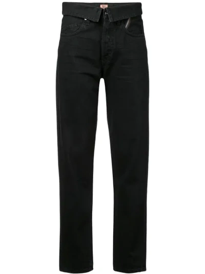Jean Atelier High Waist Straight Cotton Denim Jeans In Black