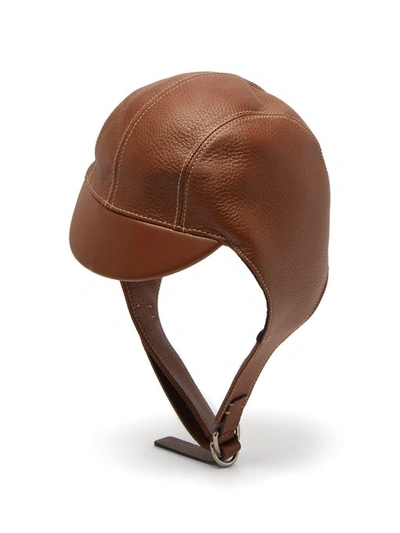 Burberry Leather Pilot Cap In Neutrals