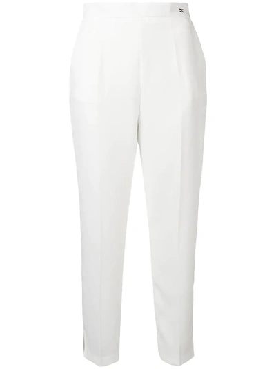 Elisabetta Franchi Cropped High-waisted Trousers In White