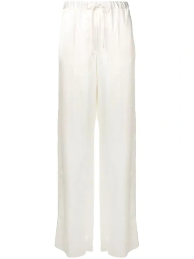 Jil Sander High-waist Drawstring Trousers In Bianco Perla