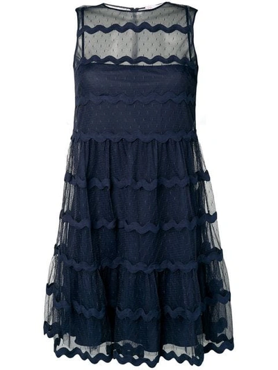 Red Valentino Wavy Tulle Dress In Blue