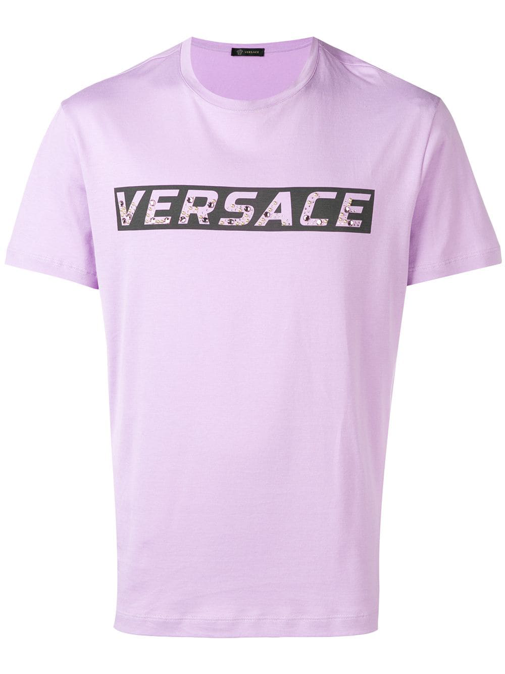 Versace Dark Pink Logo TShirt ModeSens