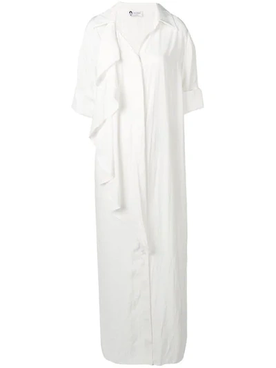 Lanvin Draped Ruffle Shirt Dress In White