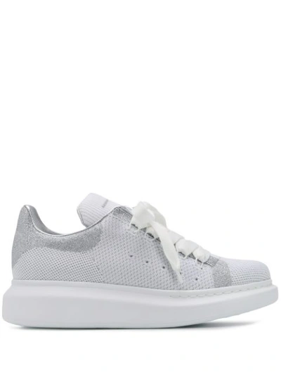 Alexander Mcqueen Knit And Leather Trainer Sneakers In White