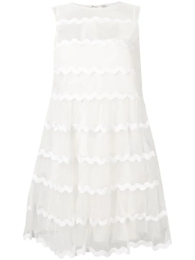 Red Valentino Wavy Tulle Dress In White