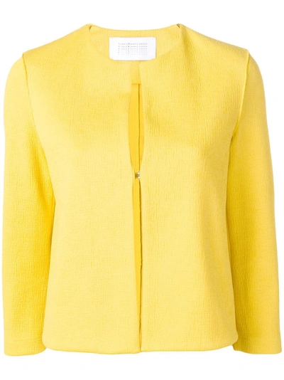 Harris Wharf London Textured Cropped Jacket In Yellow
