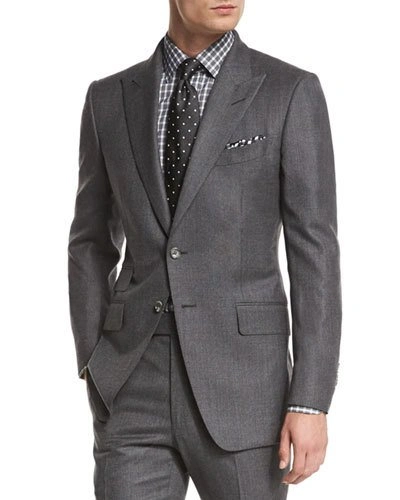 Pebish ros Bukser Tom Ford O'connor Base Mini-textured Two-piece Suit, Gray | ModeSens