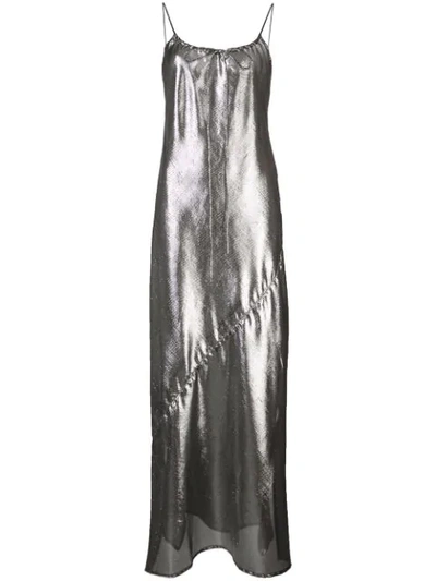 Lisa Marie Fernandez Side Slit Sheer Slip Dress Silver