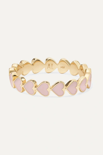 Alison Lou Heart Stack 14-karat Gold And Enamel Ring