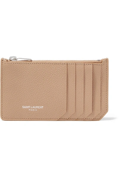 Saint Laurent Textured-leather Cardholder In Brown