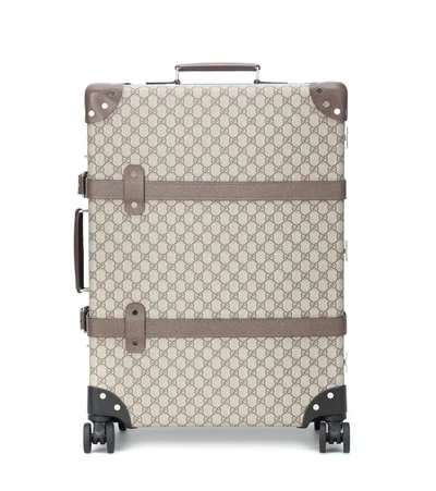 Gucci + Globe-trotter Medium Leather-trimmed Printed Coated-canvas Suitcase In Brown