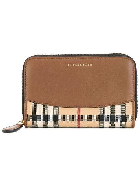 Burberry House Check And Leather Zip Around Wallet | ModeSens