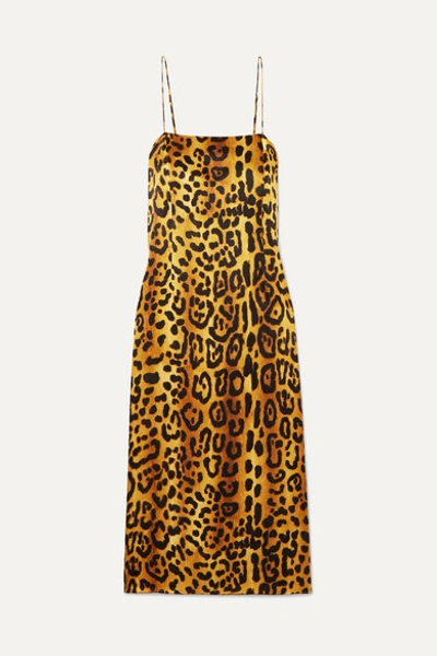 Adam Lippes Leopard-print Hammered Silk-crepe Dress In Brown
