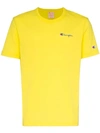 Champion Yellow Reverse Weave Logo Embroidered Cotton T Shirt