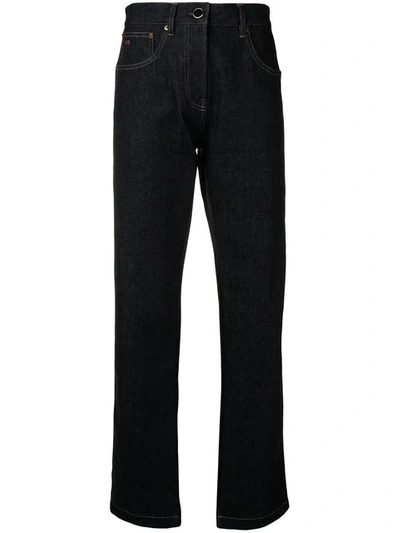 Victoria Beckham Satin Back Straight Leg Jeans In Blue