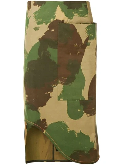 Victoria Beckham Camouflage Pencil Skirt In Green