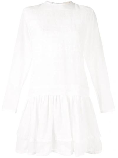 Matin Lace Panelled Dress In White