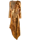 Preen By Thornton Bregazzi Long Asymmetric Dress - Gold