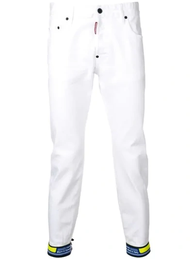 Dsquared2 Rear Embroidered Patch Jeans In White