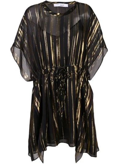 Iro Metallic Stripe Kaftan Dress In Black