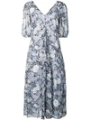 Ganni Heather Floral Dress In Blue