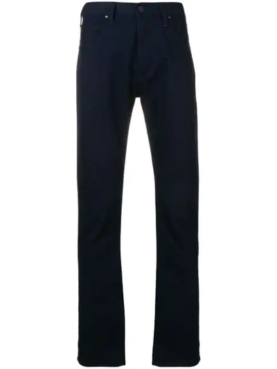 Emporio Armani Straight Fit Trousers In Blue