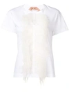 N°21 Feather Fringe T-shirt In White