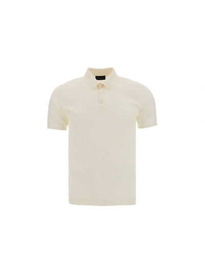Roberto Collina Cotton Polo Shirt In Cream Color