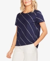 Vince Camuto Asymmetrical Striped Top In Classic Navy