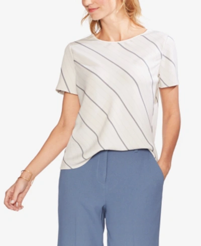 Vince Camuto Asymmetrical Striped Top In Pearl Ivory