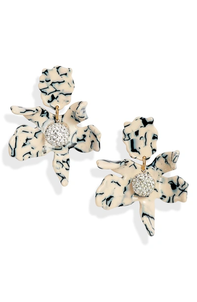 Lele Sadoughi Small Crystal Lily Drop Earrings In Beige