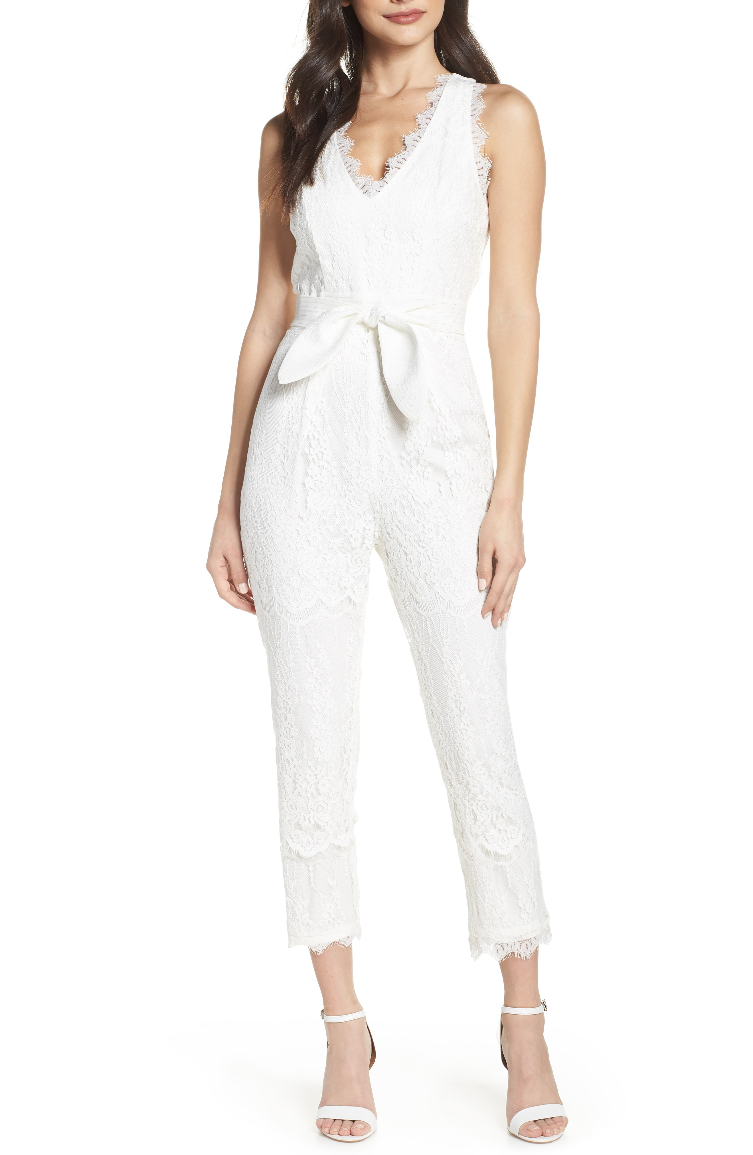 Harlyn Scallop Trim Lace Jumpsuit In Off White ModeSens