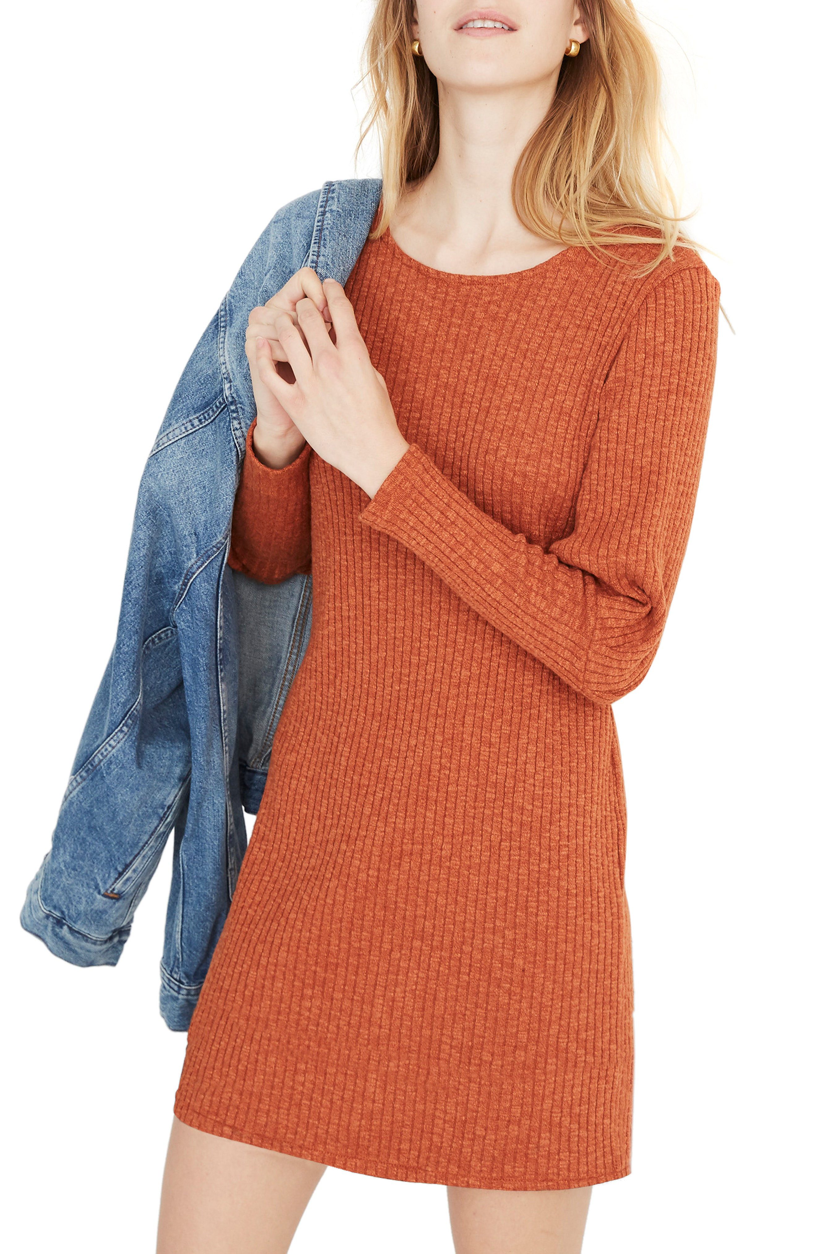madewell bubble sleeve sweatshirt dress